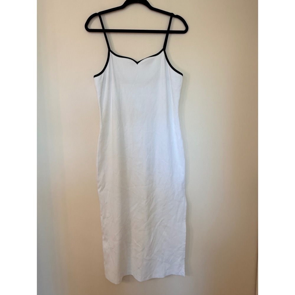 Signedblake x The Drop Womens XL White Ribbed Midi Dress Black Trim NWT